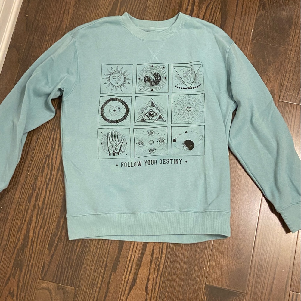 Urban planet turquoise graphic crewneck